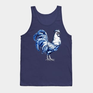 Delft Blue Fancy Rooster Chicken Tank Top